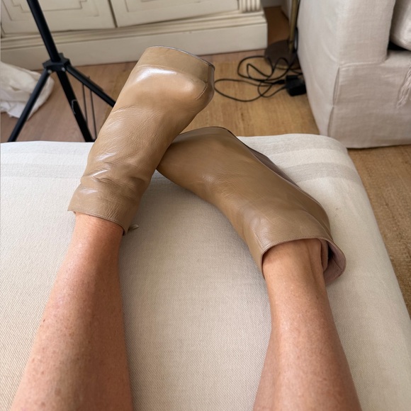 REVOLVE Pura Lopez Wedge Bootie Light Tan Leather Super comfortable Sexy 🔥 - Picture 2 of 16